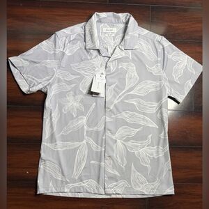 Porter & Ash Floral Camp Shirt Kinetic Stretch Short Sleeve Button Up Medium New